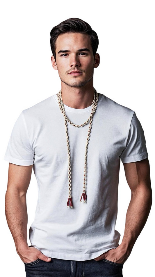 Yellow & Red Daisy Lariat Necklace