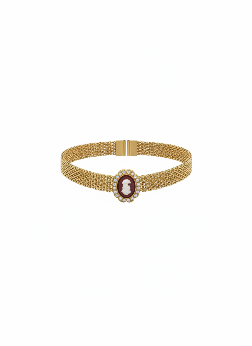 Gold cameo disco choker circa 1990s